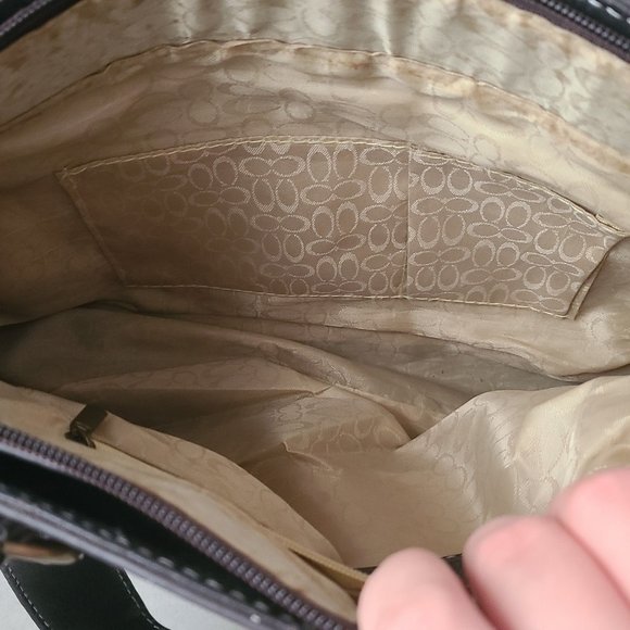 Dark Brown Coach Purse with Red Detailing - Picture 11 of 12